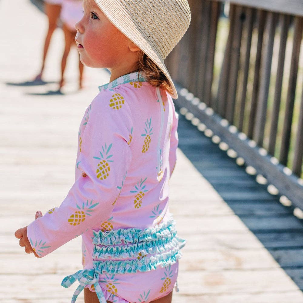 Pink Pineapple Ruffle Bottom Swimsuit