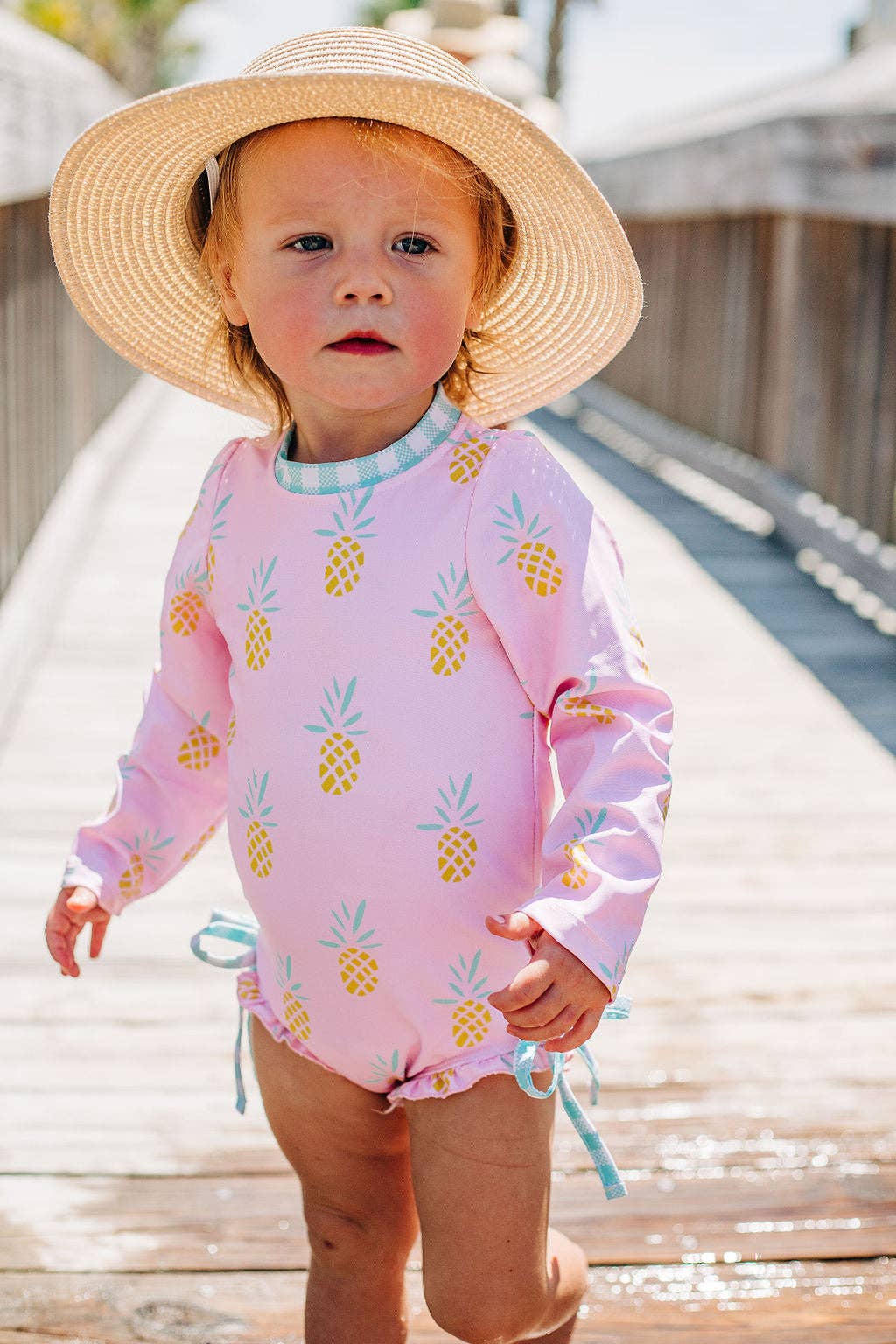 Pink Pineapple Ruffle Bottom Swimsuit