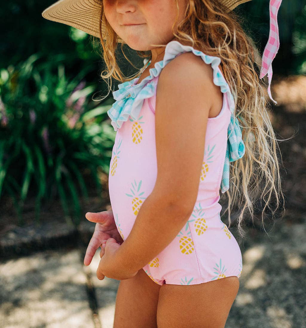 Pink Pineapple Bow Back Swimsuit