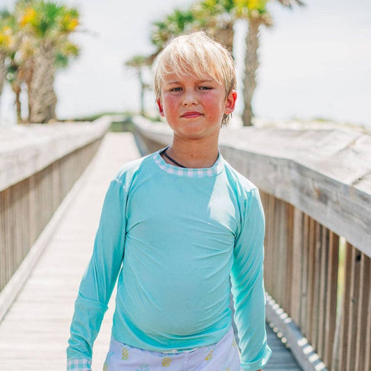 Turquoise Gingham Rashguard